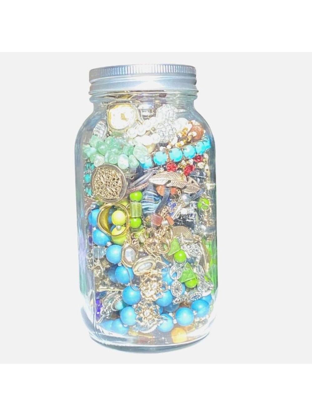 Mystery Fashion Jewelry Quart Jar Bracelets Rings Earrings & Pendants Lot